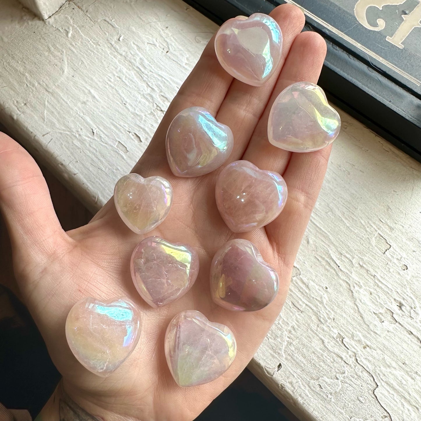 Rose Aura Quartz Heart