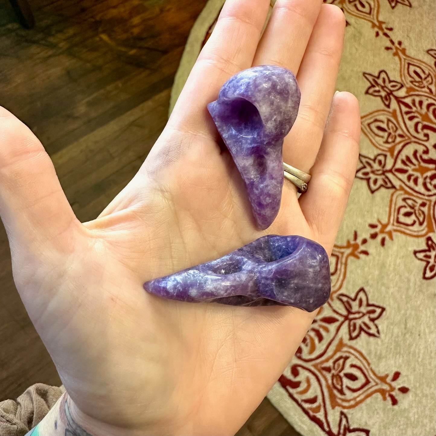 Lepidolite Crow Skull