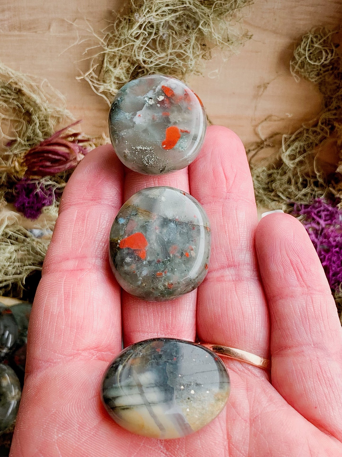 Bloodstone Mini Palm Stone