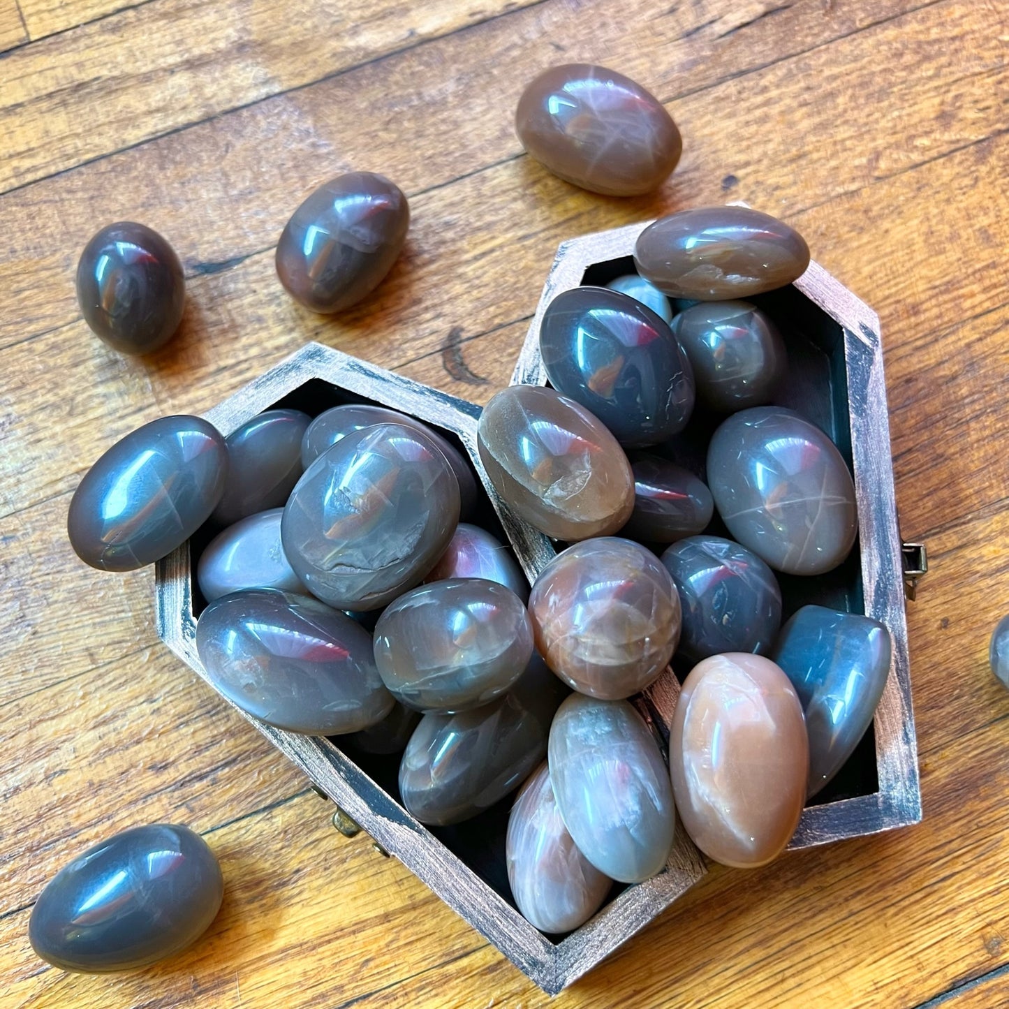 Black Rainbow Sunstone with Hematite